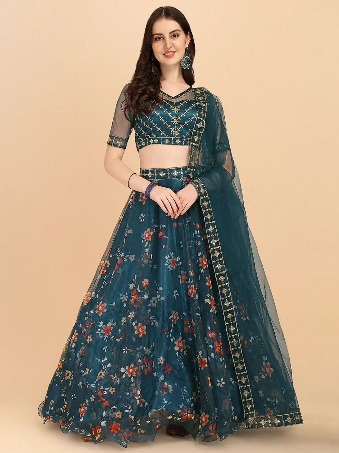 BAESD Embroidered Semi-Stitched Lehenga & Unstitched Blouse With Dupatta - view 1