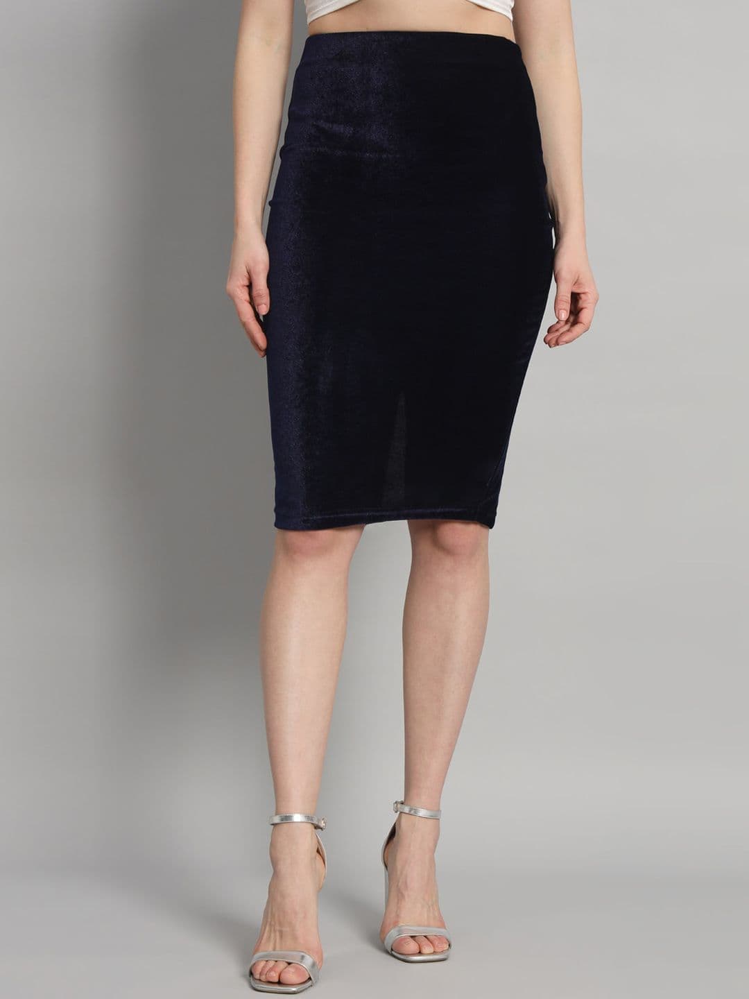 VAARARO Knee Length Pencil Velvet Skirt - view 1