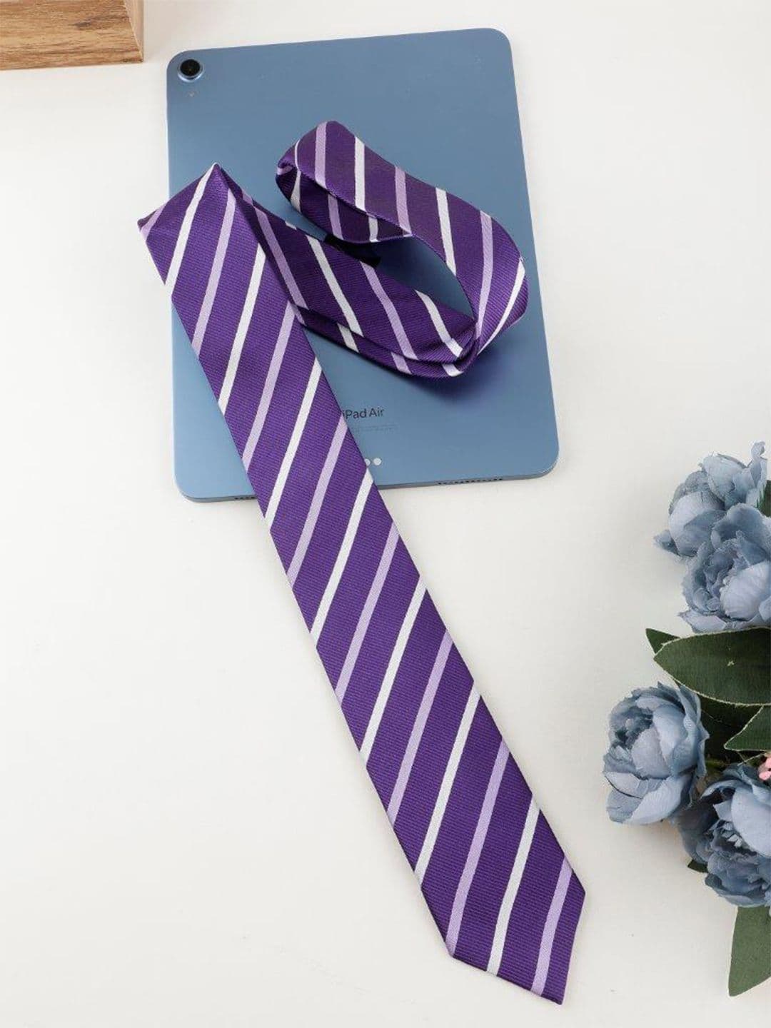 Alvaro Castagnino Men Striped Silk Skinny Tie - view 1
