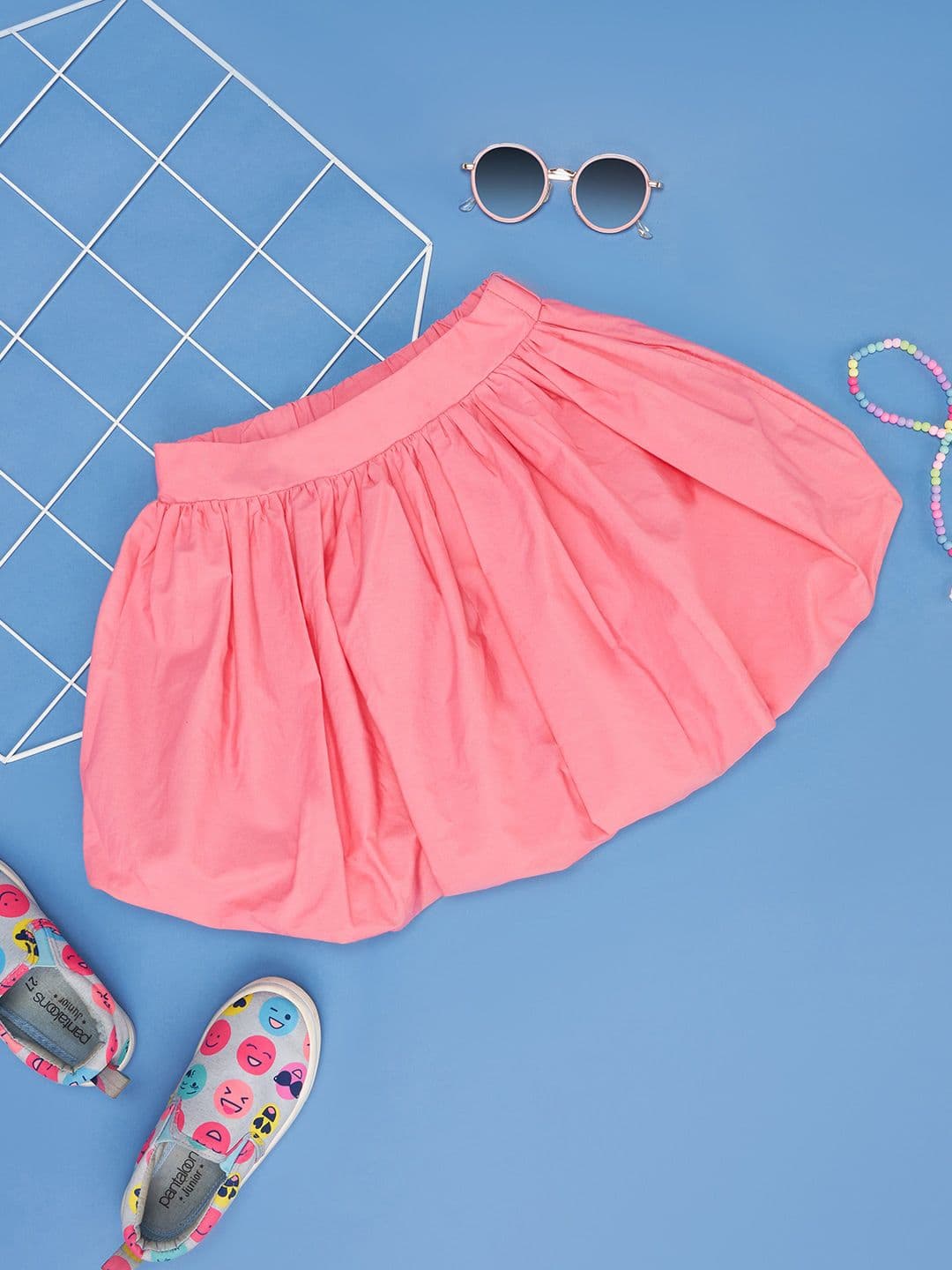 Pantaloons Junior Girls Pure Cotton Pleated Balloon Skirt - view 1