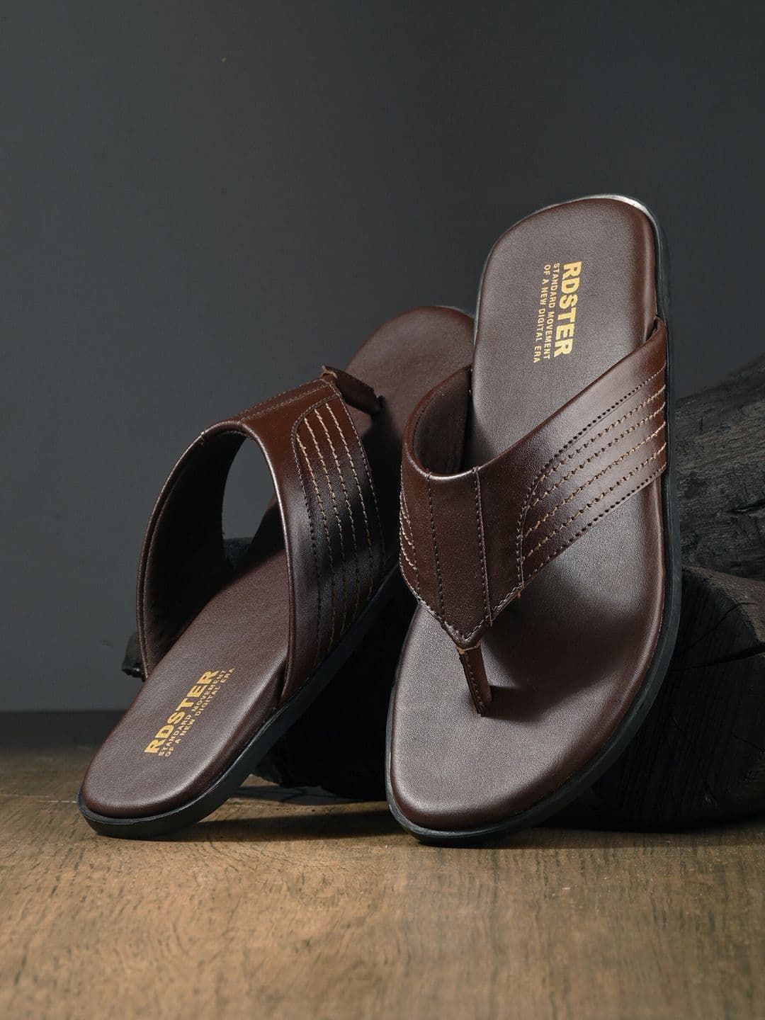 The Roadster Lifestyle Co. Men Brown Textured Slip-On Comfort Sandals - view 1
