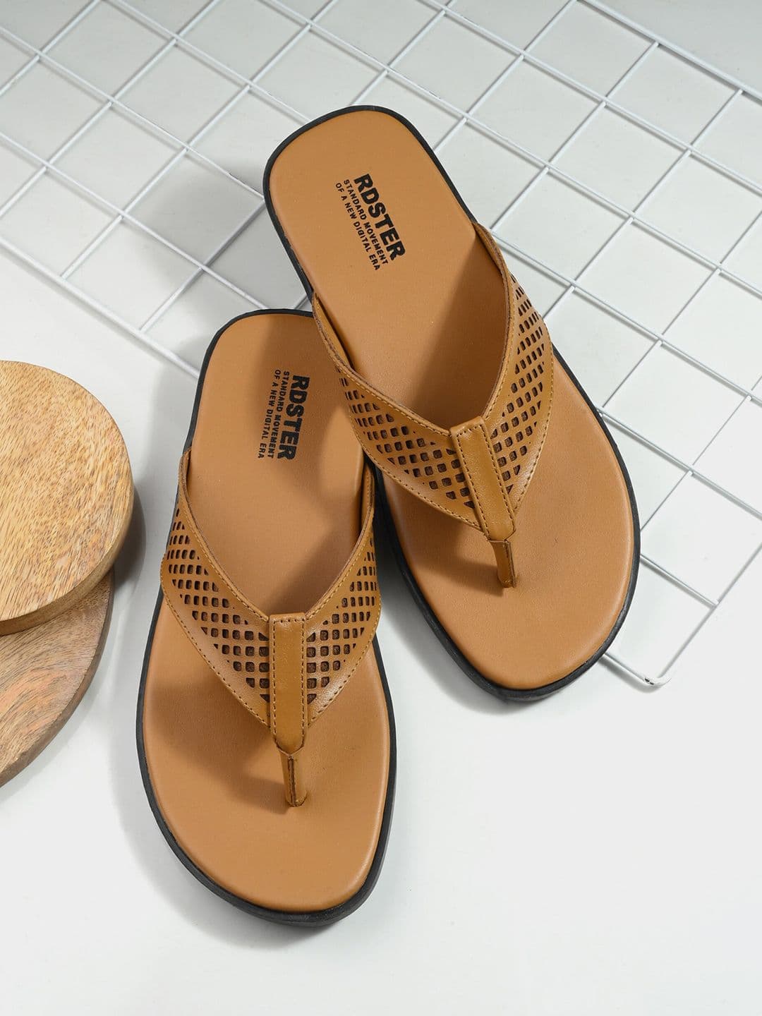 The Roadster Lifestyle Co. Men Tan Textured Slip-On Comfort Sandals - view 1