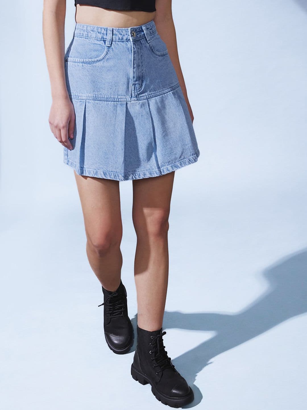 STREET 9 Denim Flared Mini Skirt - view 1