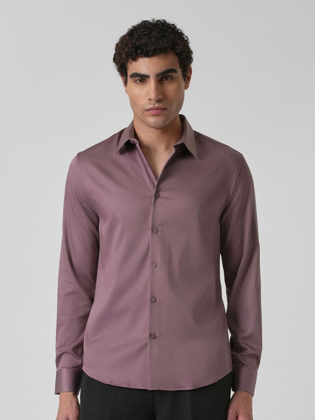 Banana Club Classic Slim Fit Spread Collar Satin Casual Shirt - view 1