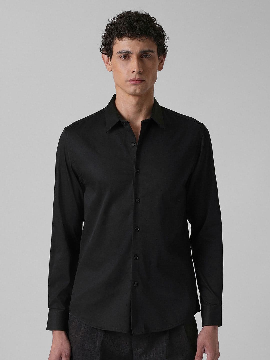 Banana Club Classic Slim Fit Spread Collar Satin Formal Shirt - view 1