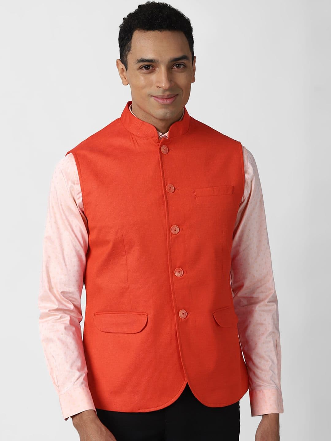 Peter England Elite Solid Woven Nehru Jacket - view 1