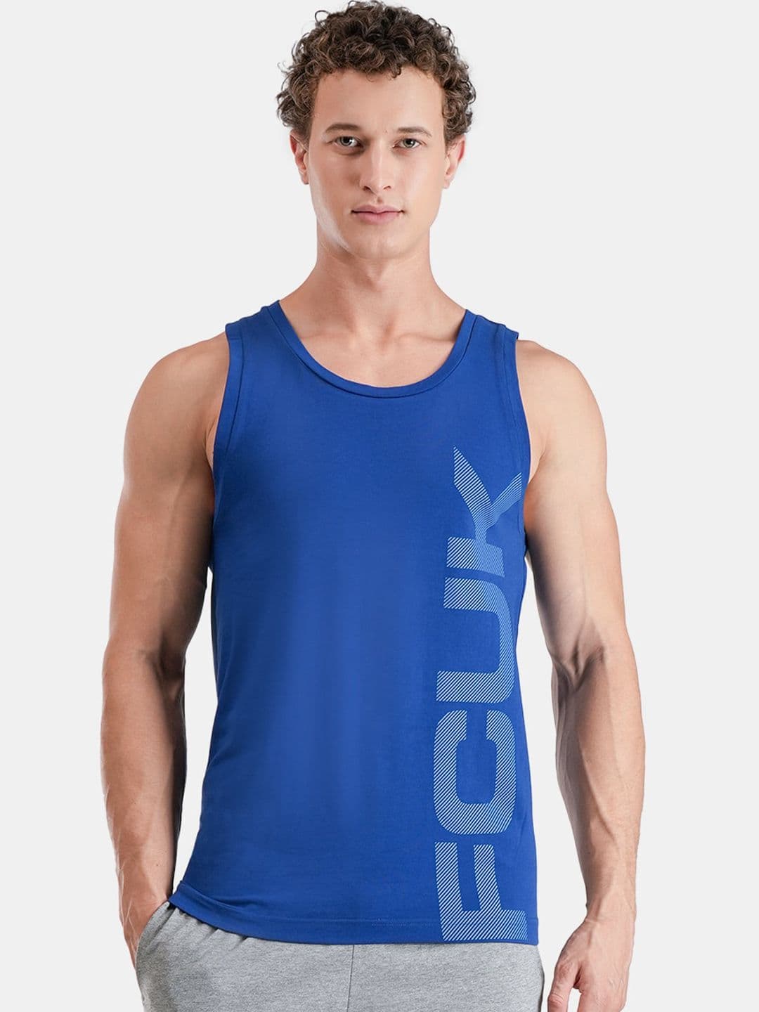 FCUK Printed Super Combed Cotton Moisture Wicking Technology Innerwear VestDAL-01-BR BL-1 - view 1