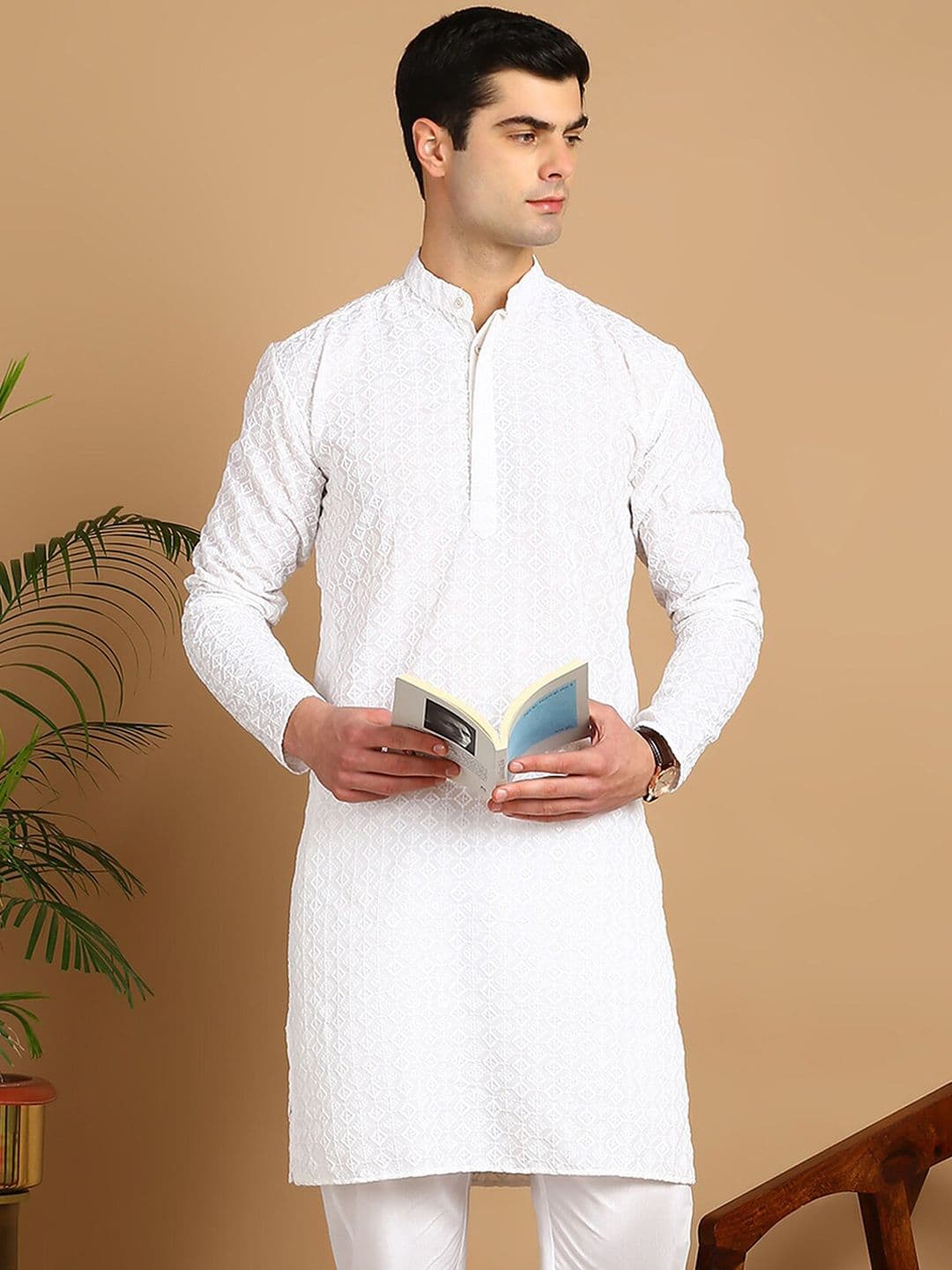 FUBAR Geometric Embroidered Thread Work Kurta - view 1