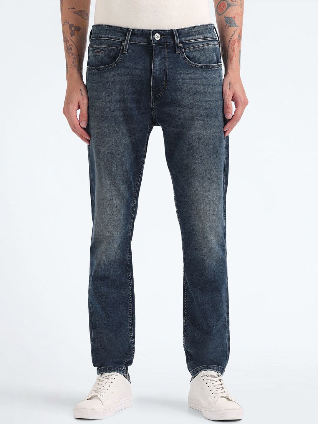 Flying Machine Men Tapered Fit Clean Look Light Fade Stretchable Jeans - view 1