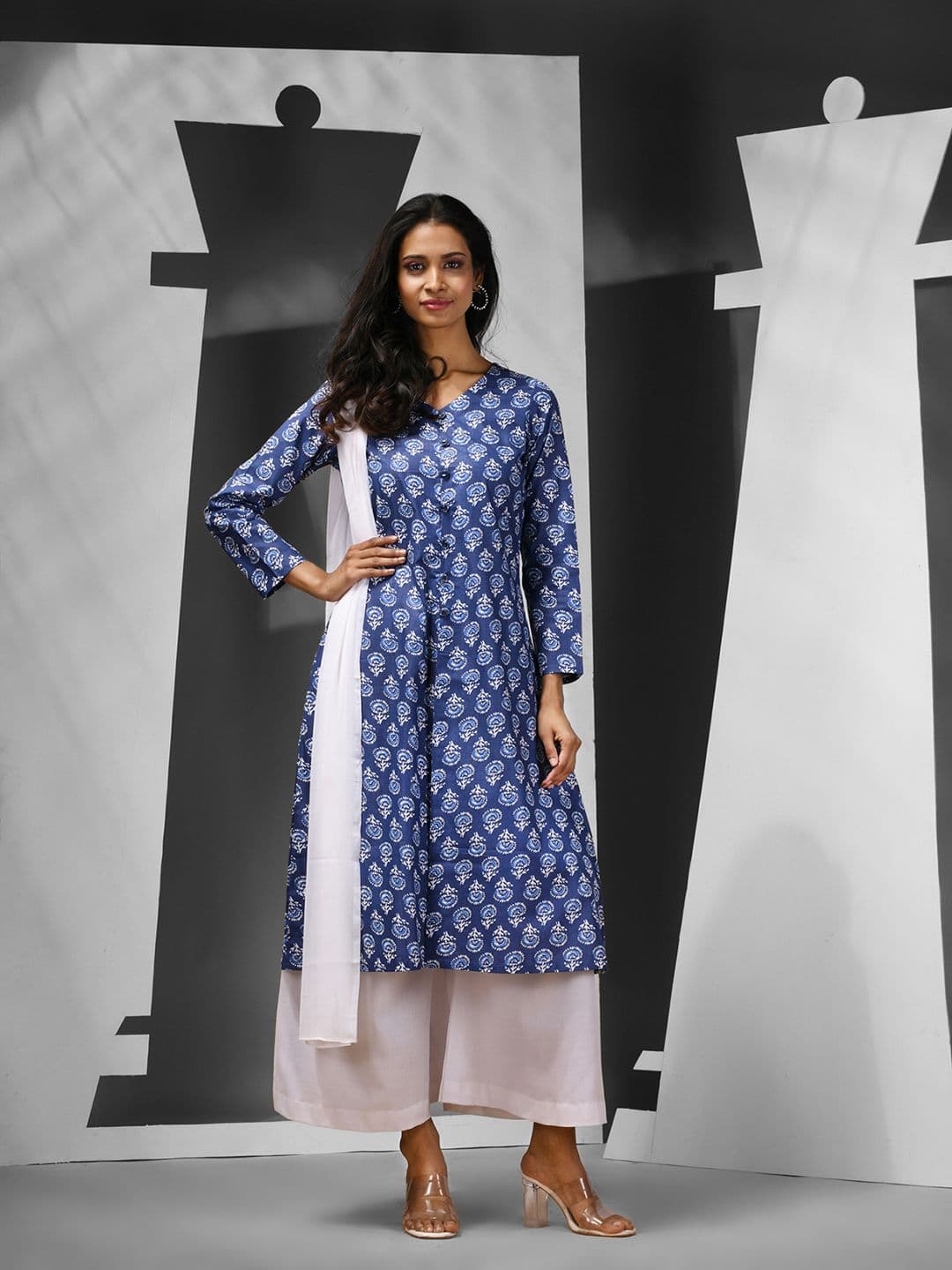 Charukriti Women Ethnic Motifs Printed Regular Pure Cotton Kurta with Palazzos & With Dupatta - view 1