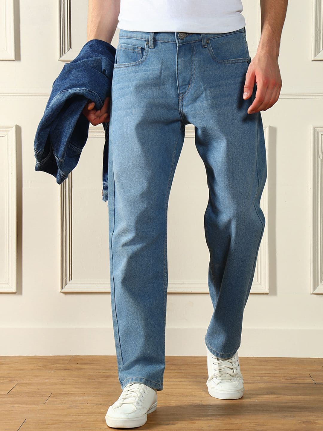 Dennis Lingo Men Relaxed Fit Mid-Rise Medium Shade Clean Look Pure Cotton Jeans - view 1
