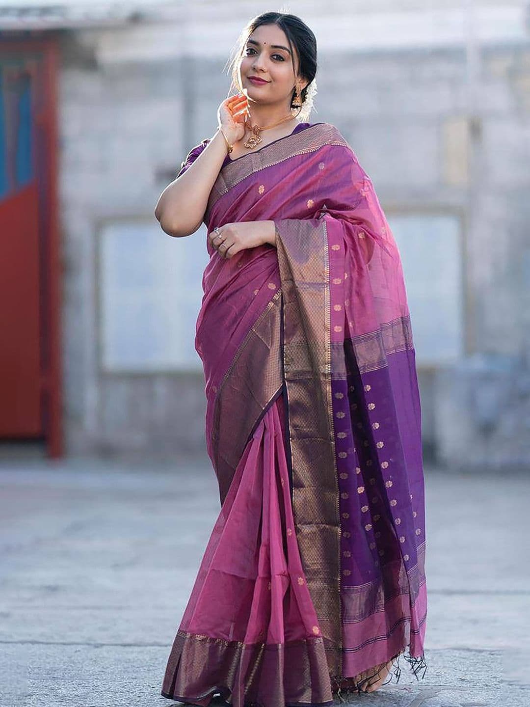 KALINI Floral Woven Design Banarasi Zari Saree - view 1