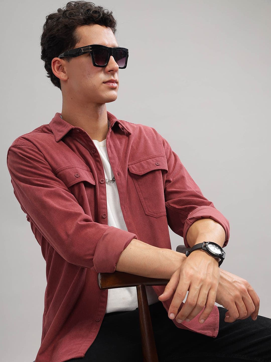 HERE&NOW Spread Collar Long Sleeves Casual Shirt - view 1