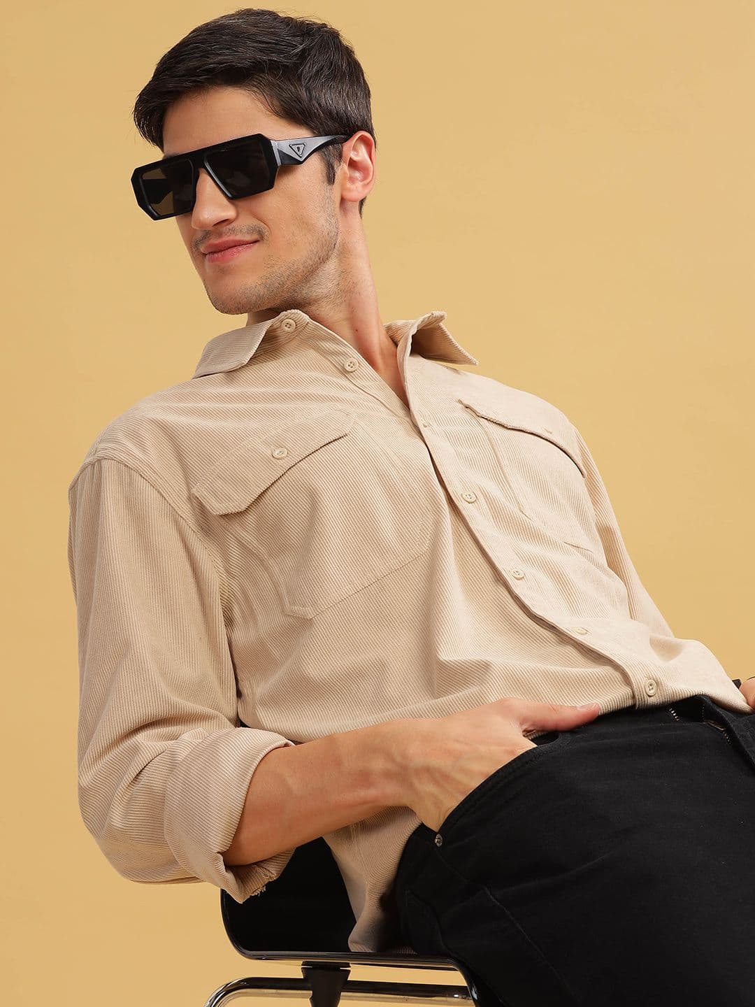 HERE&NOW Regular Fit Spread Collar Pockets Casual Shirt - view 1