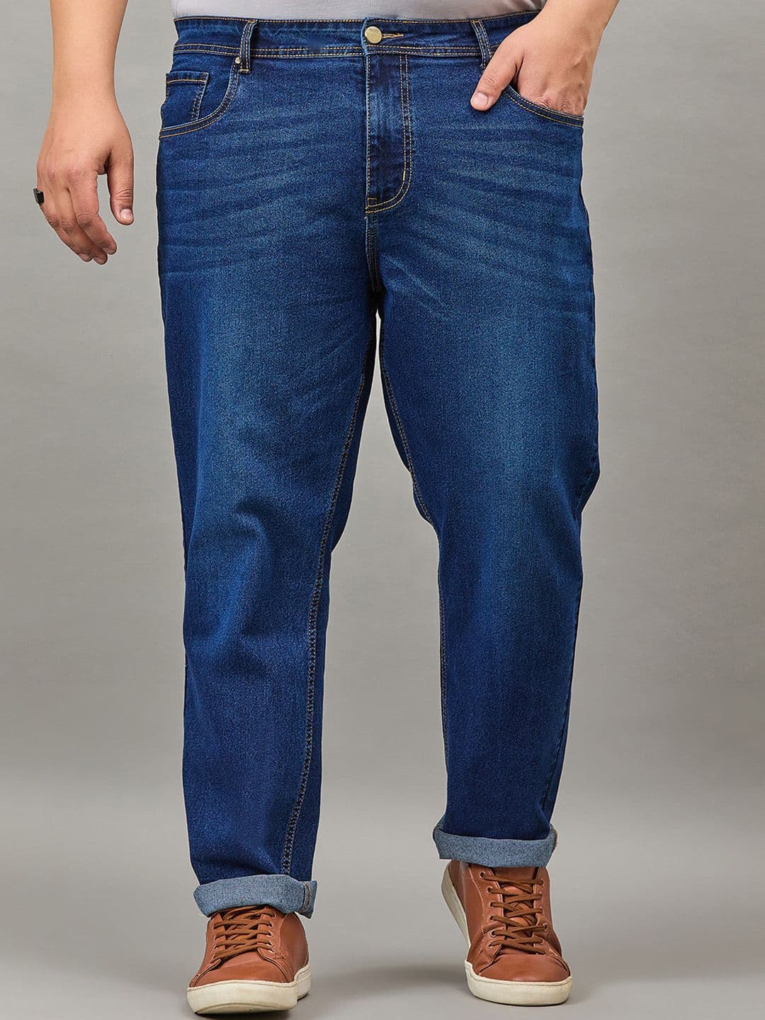 Style Quotient Men Plus Size Blue Regular Fit Medium Fade Denim Jeans - view 1