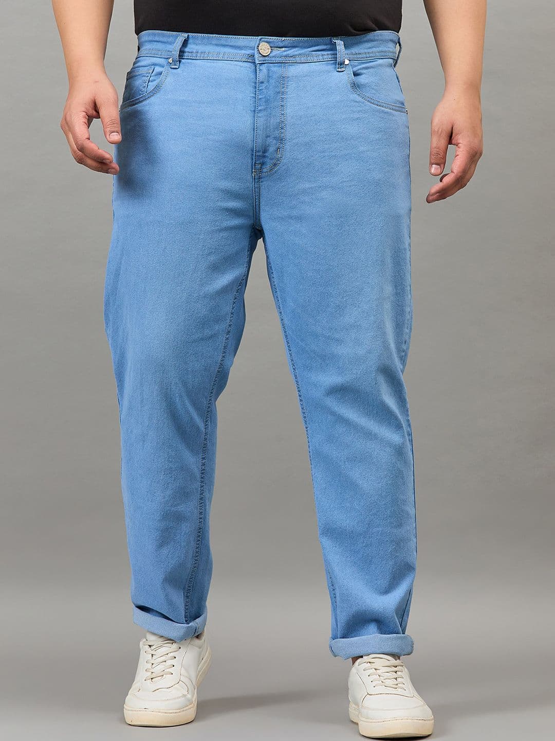 Style Quotient Men Plus Size Blue Regular Fit Light Shade Denim Jeans - view 1