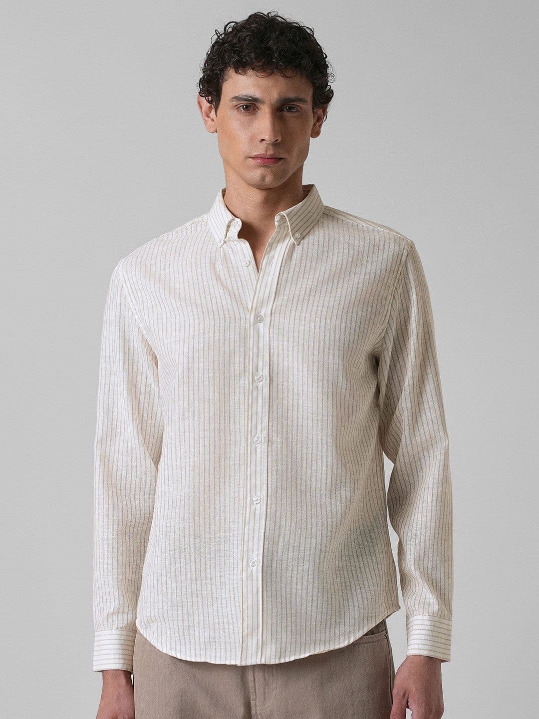 Banana Club Classic Pinstripes Checked Spread Collar Casual Shirt - view 1
