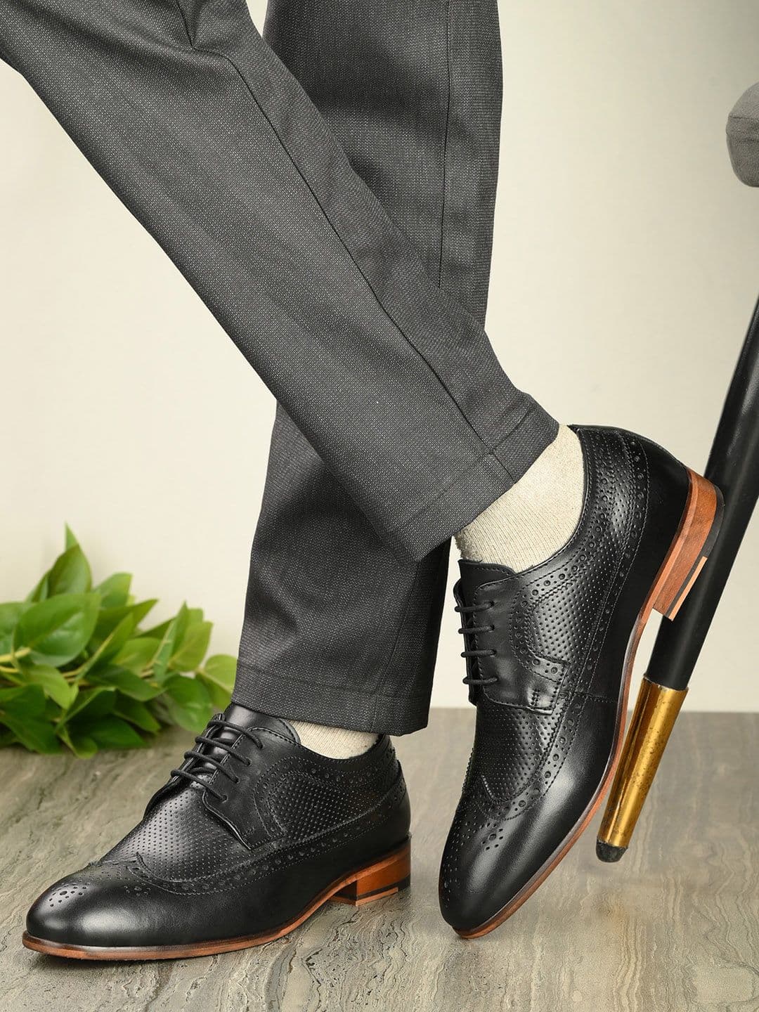House of Pataudi Men Leather Formal Brogues - view 1