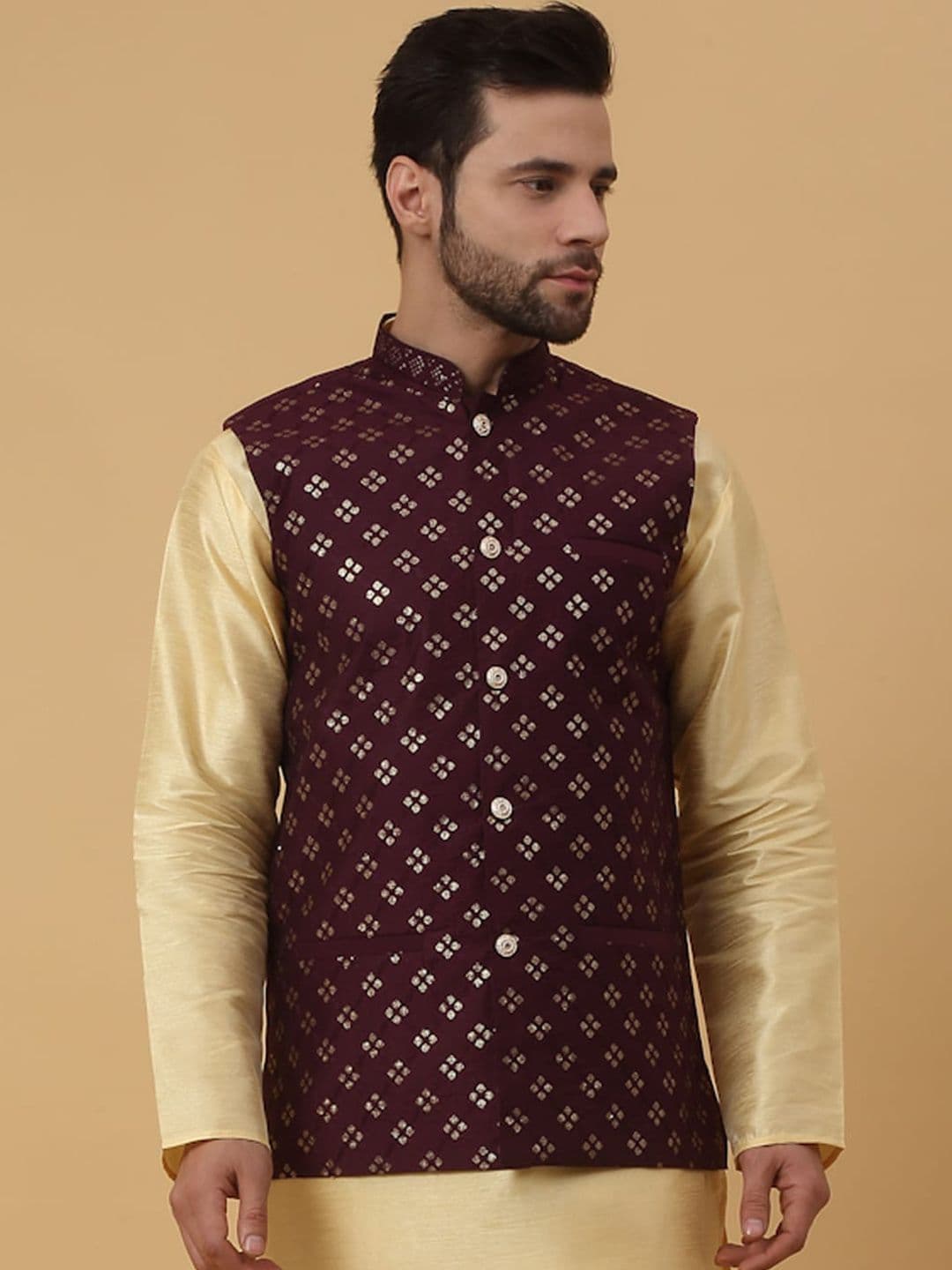 KRAFT INDIA Embellished Woven Nehru Jackets - view 1