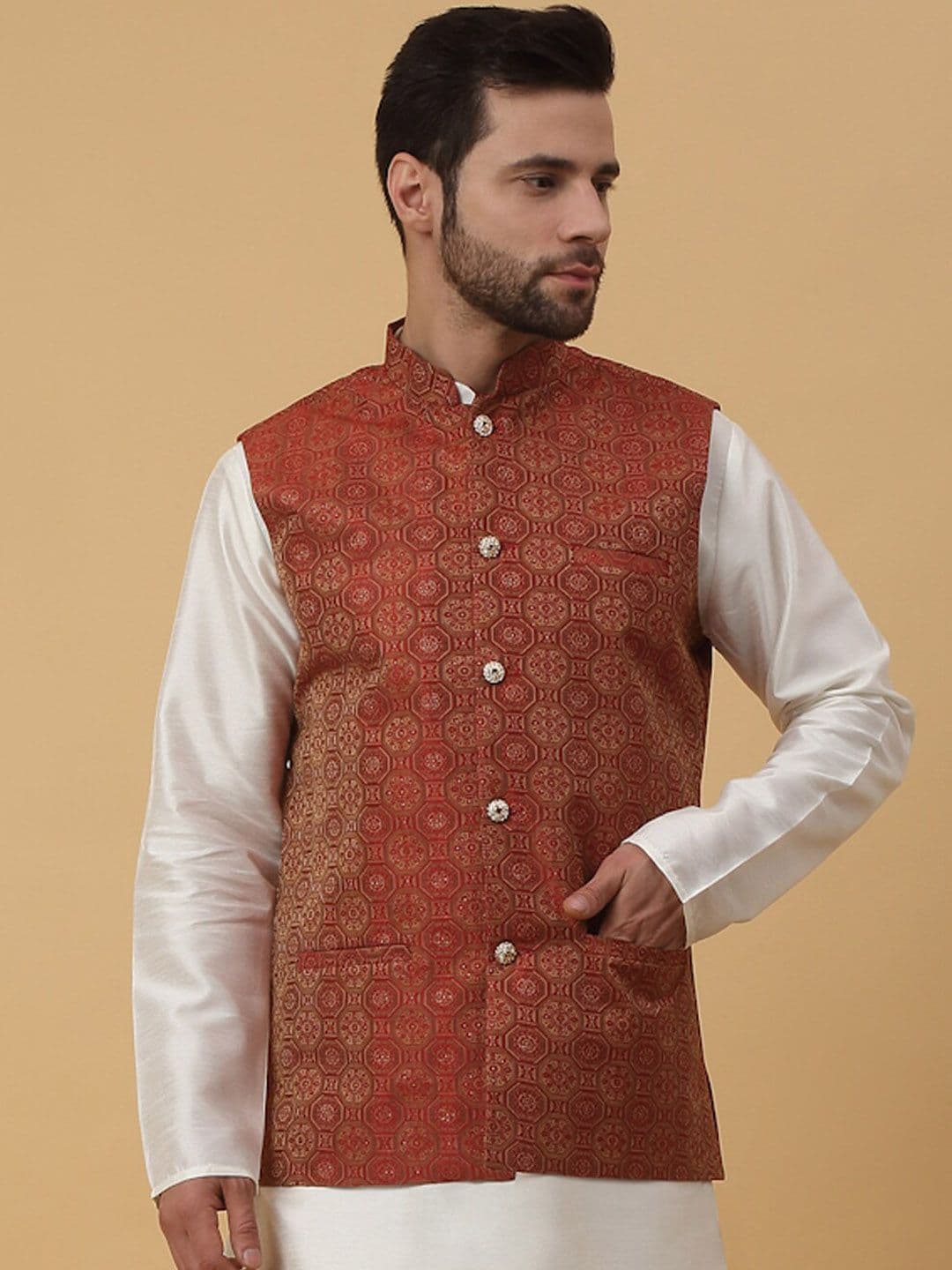 KRAFT INDIA Printed Woven Nehru Jacket - view 1