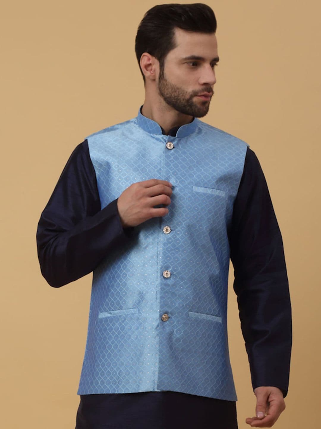 KRAFT INDIA Woven Design Nehru Jacket - view 1