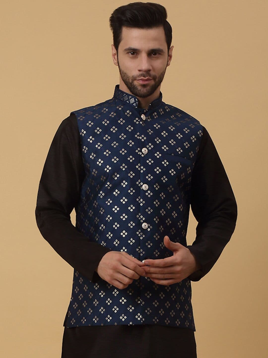 KRAFT INDIA Embellished Woven Nehru Jacket - view 1