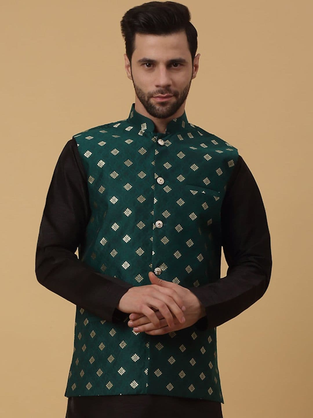 KRAFT INDIA Embellished Woven Nehru Jacket - view 1