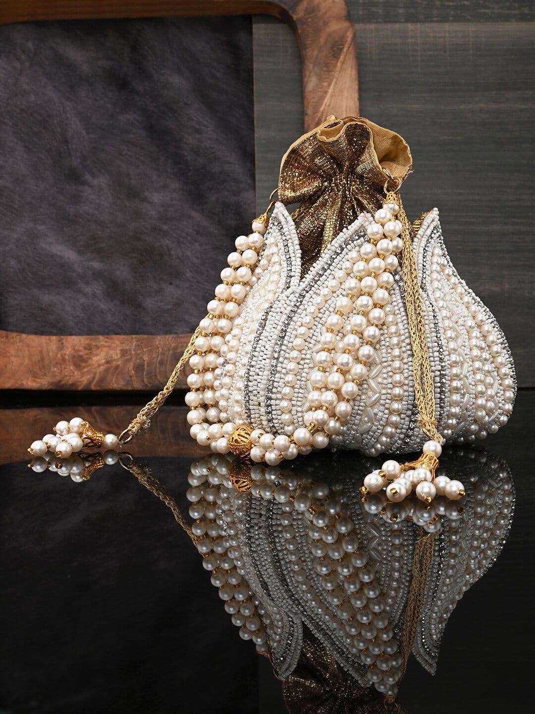 Anouk Gold-Toned Embellished Potli Cutch - view 1