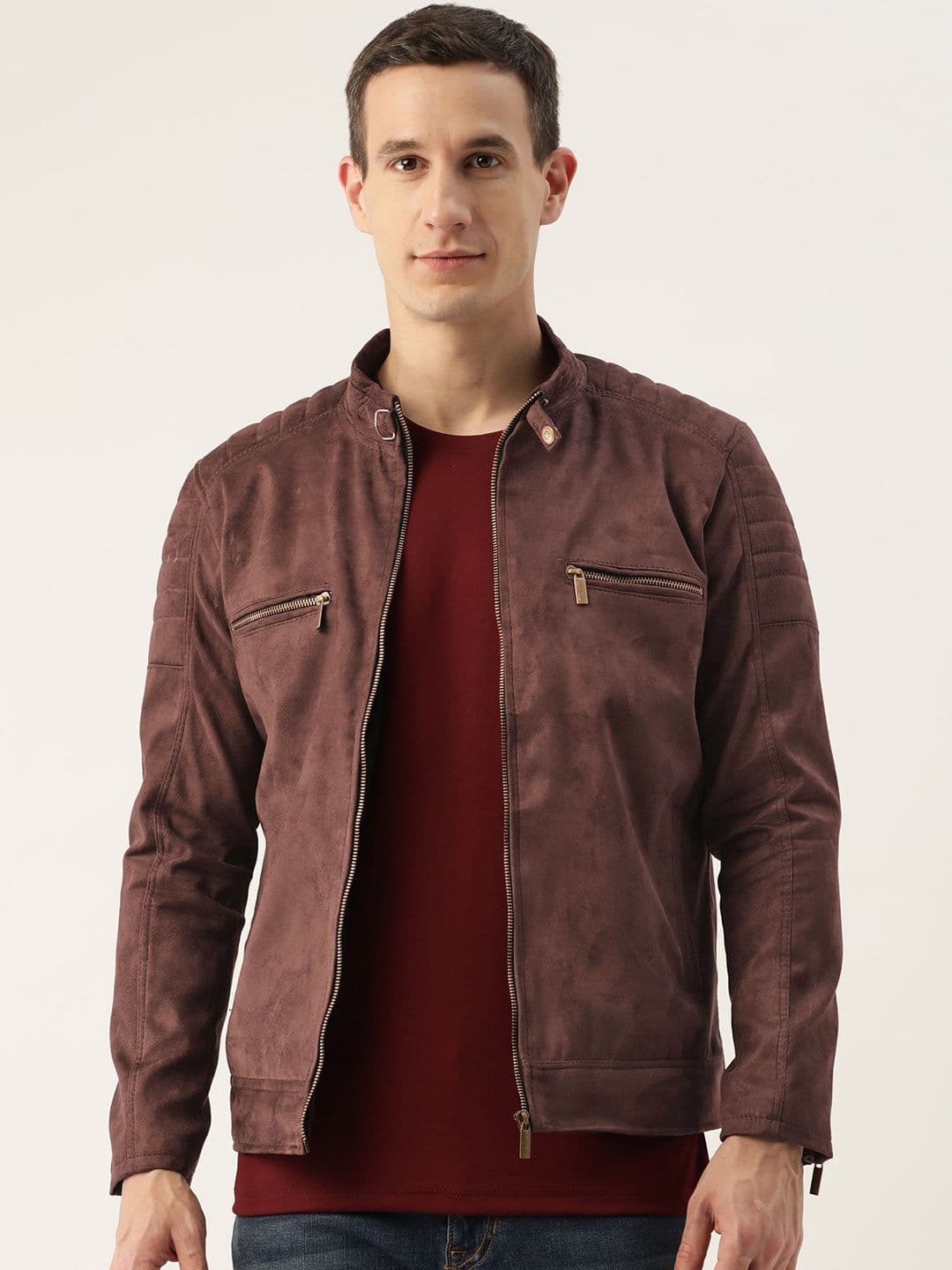 Leather Retail Men Suede Biker Jacket - view 1