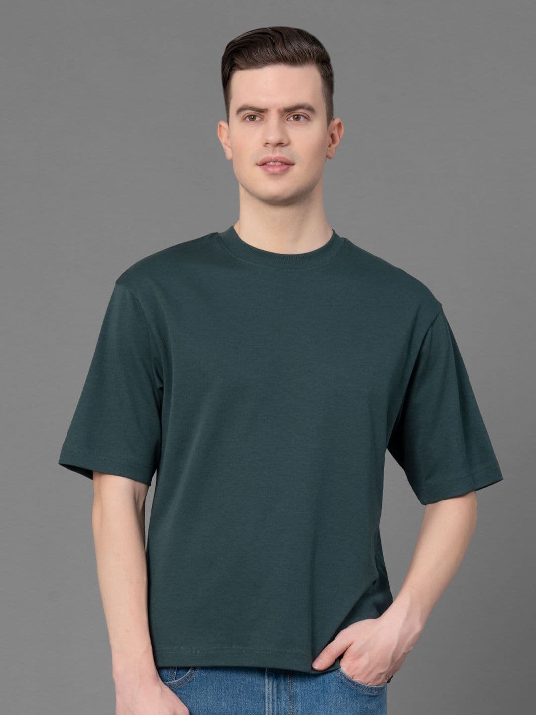 Red Tape Round Neck Drop-Shoulder Sleeves Antimicrobial Oversized T-shirt - view 1