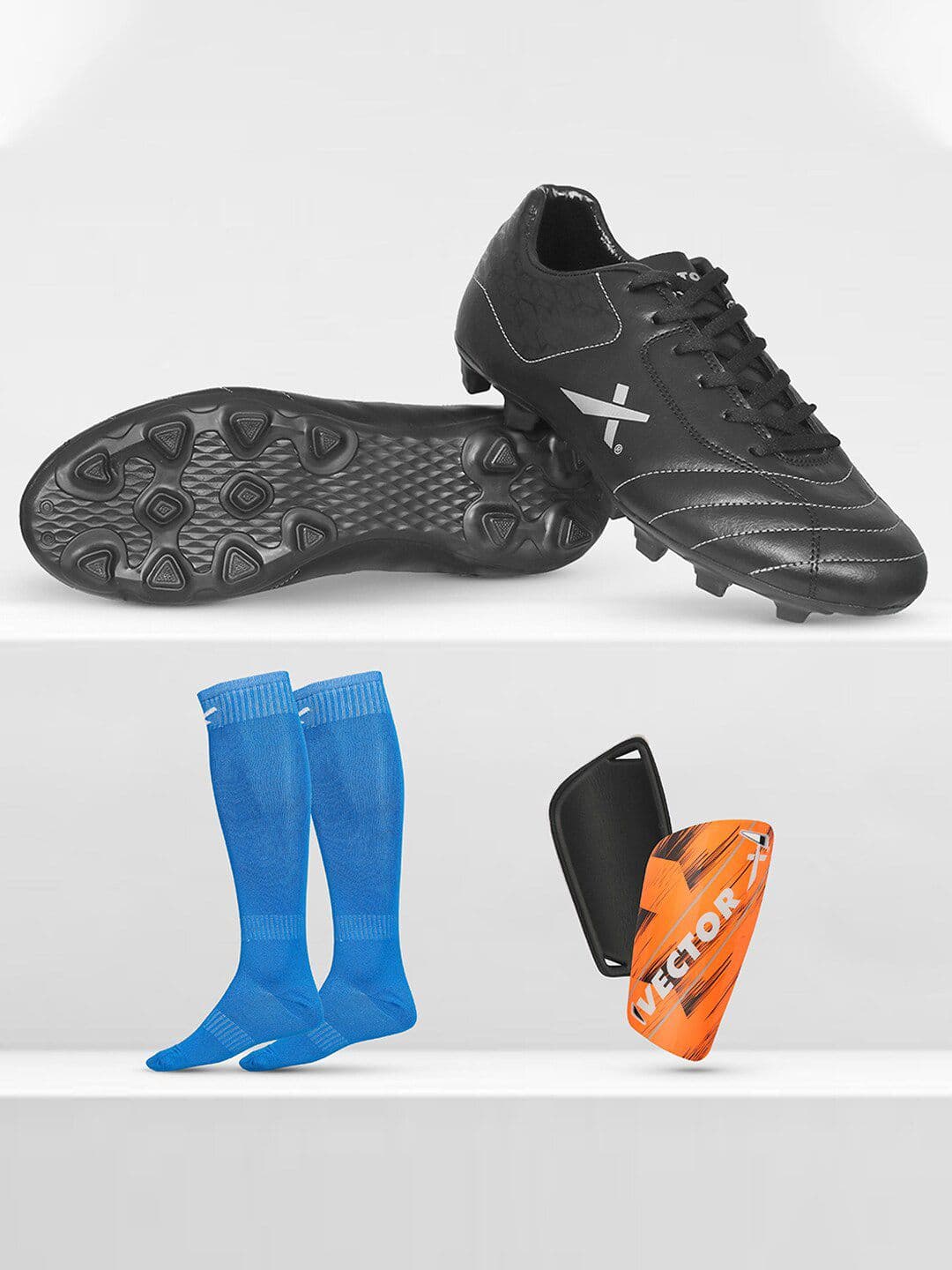 VECTOR X Unisex Dynamic 2.0 Shoes with Pair of Shin Guard & Stockings Football Soccer Kit - view 1