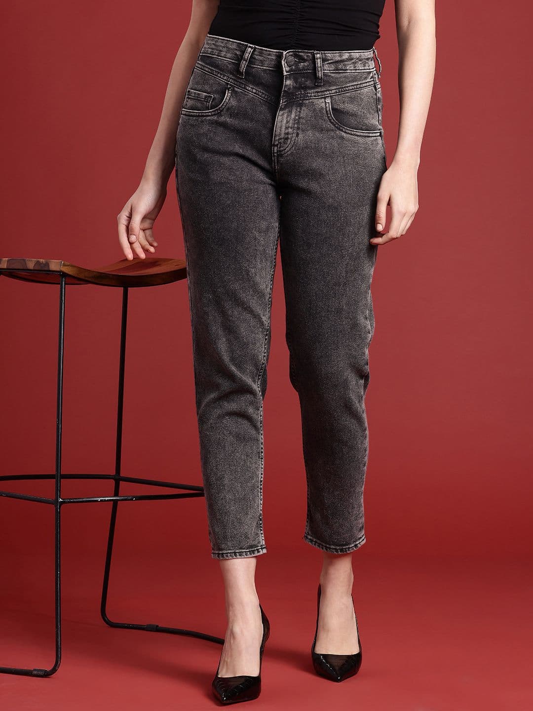 all about you Women Mom Fit High-Rise Heavy Fade Stretchable Jeans - view 1