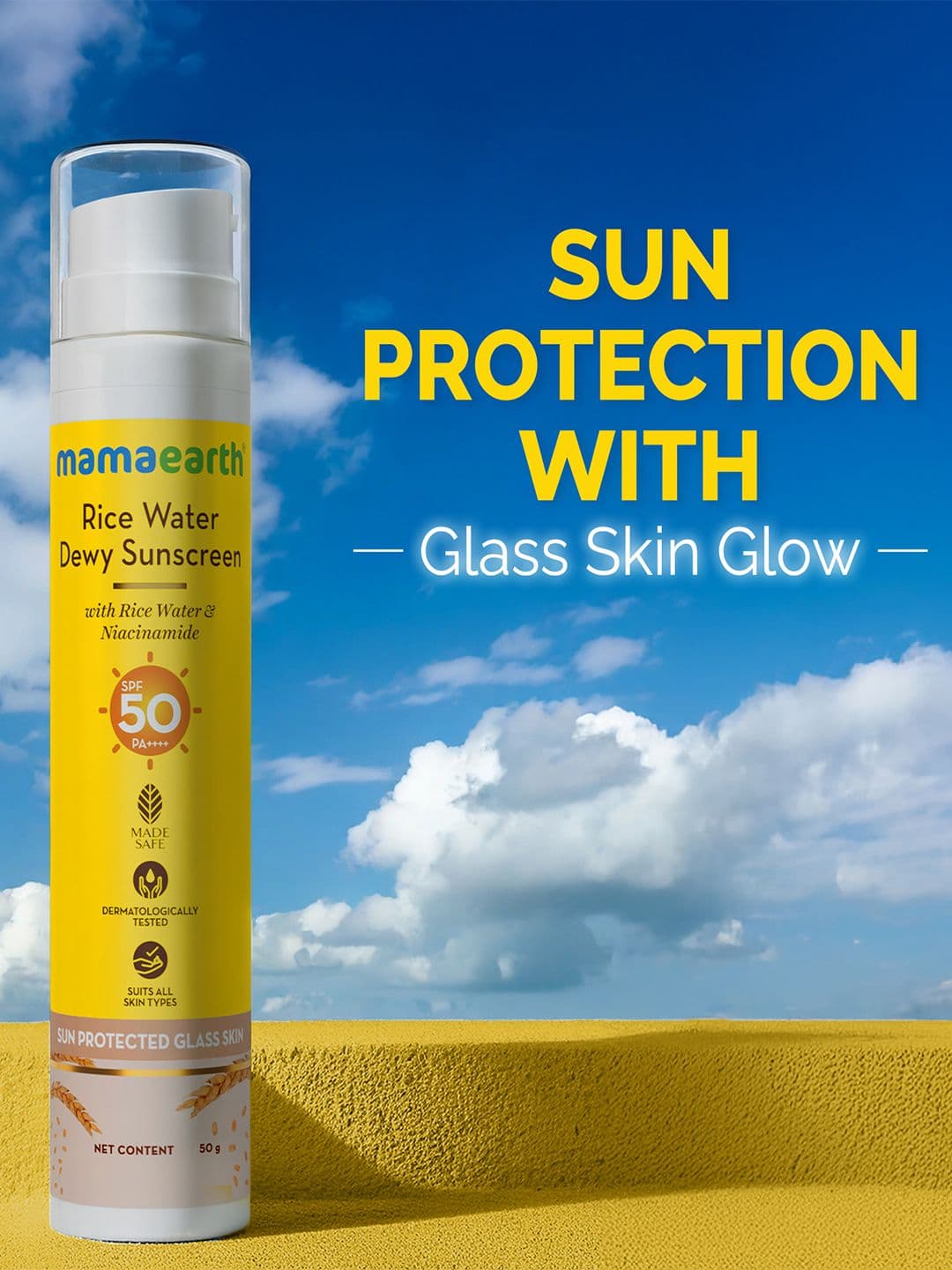 Mamaearth Rice Water SPF50 PA+++ Dewy Sunscreen with Niacinamide - 50 g - view 1