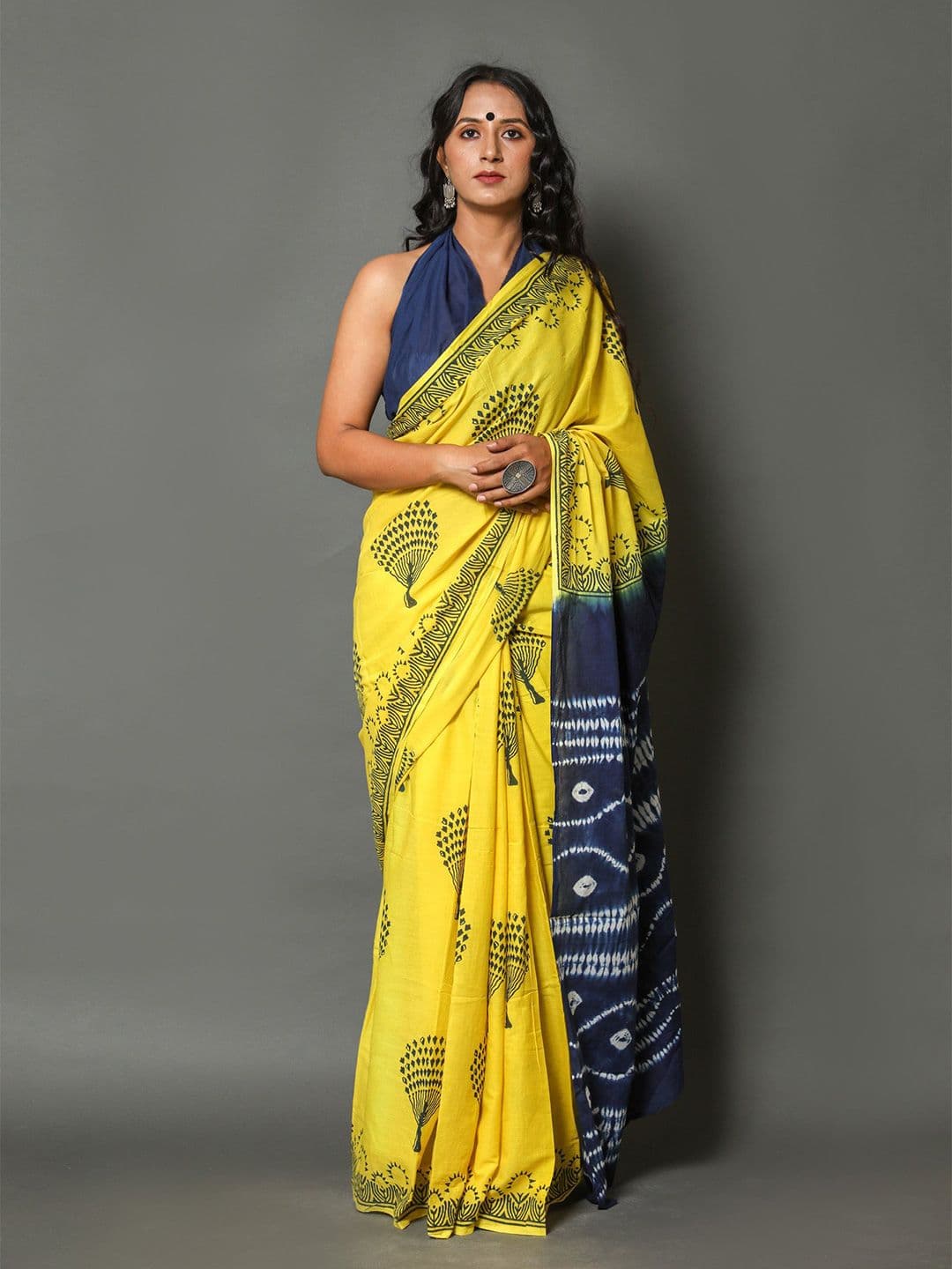 Pinkcity Trade World Floral Printed Pure Cotton Mulmul Bagru Saree - view 1