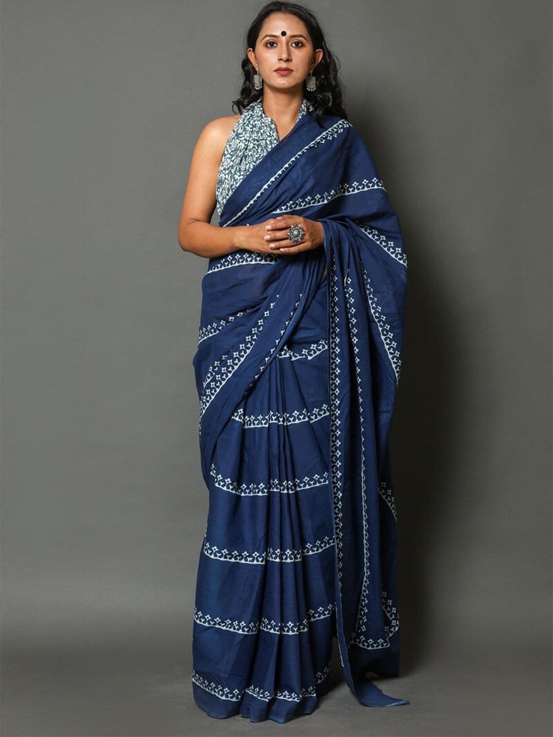 Pinkcity Trade World Ethnic Motifs Printed Pure Cotton Mulmul Bagru Saree - view 1