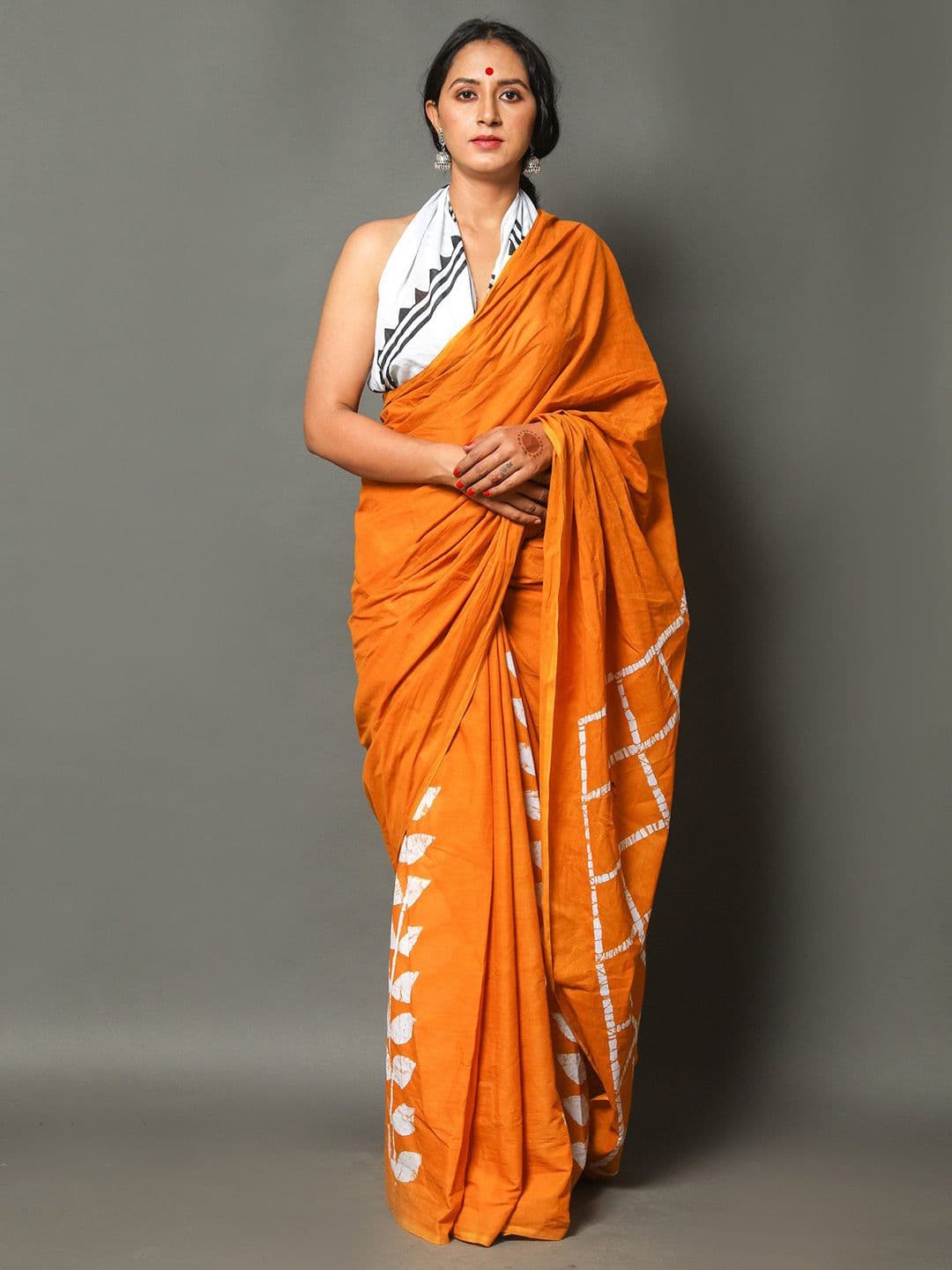 Pinkcity Trade World Floral Printed Pure Cotton Mulmul Bagru Saree - view 1