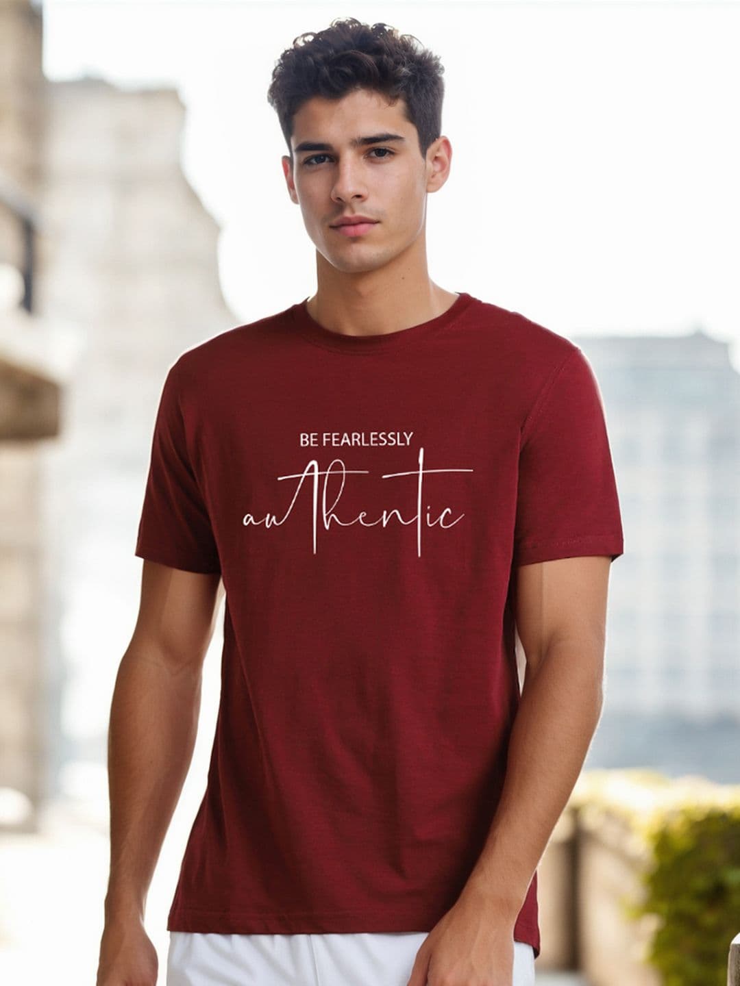 NOBERO Typography Cotton Round Neck Short Sleeves T-shirt - view 1