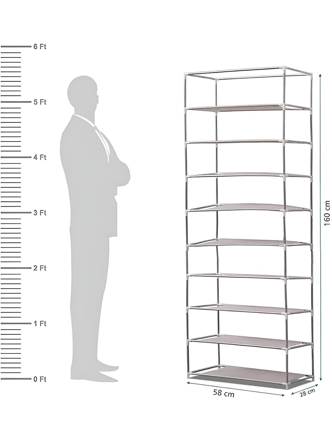 Pamworld Black Printed 9-Tier Non Woven Rectangle Shoe Rack With Cover - view 1