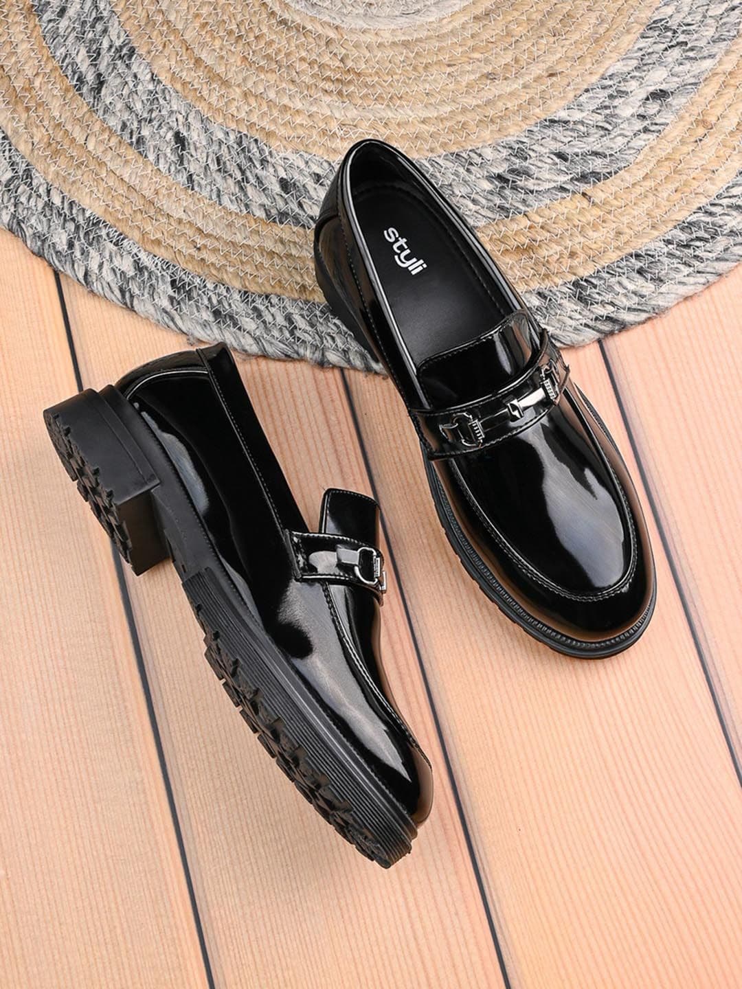 Styli Men Round Toe Formal Horse-Bit Detail Chunky Loafers - view 1