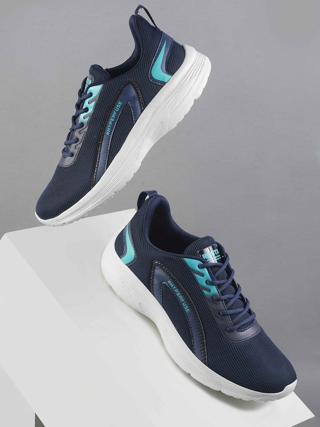 The Roadster Lifestyle Co. Men Navy Blue Texture Fly-Knit Lace-Up Running Shoes - view 1