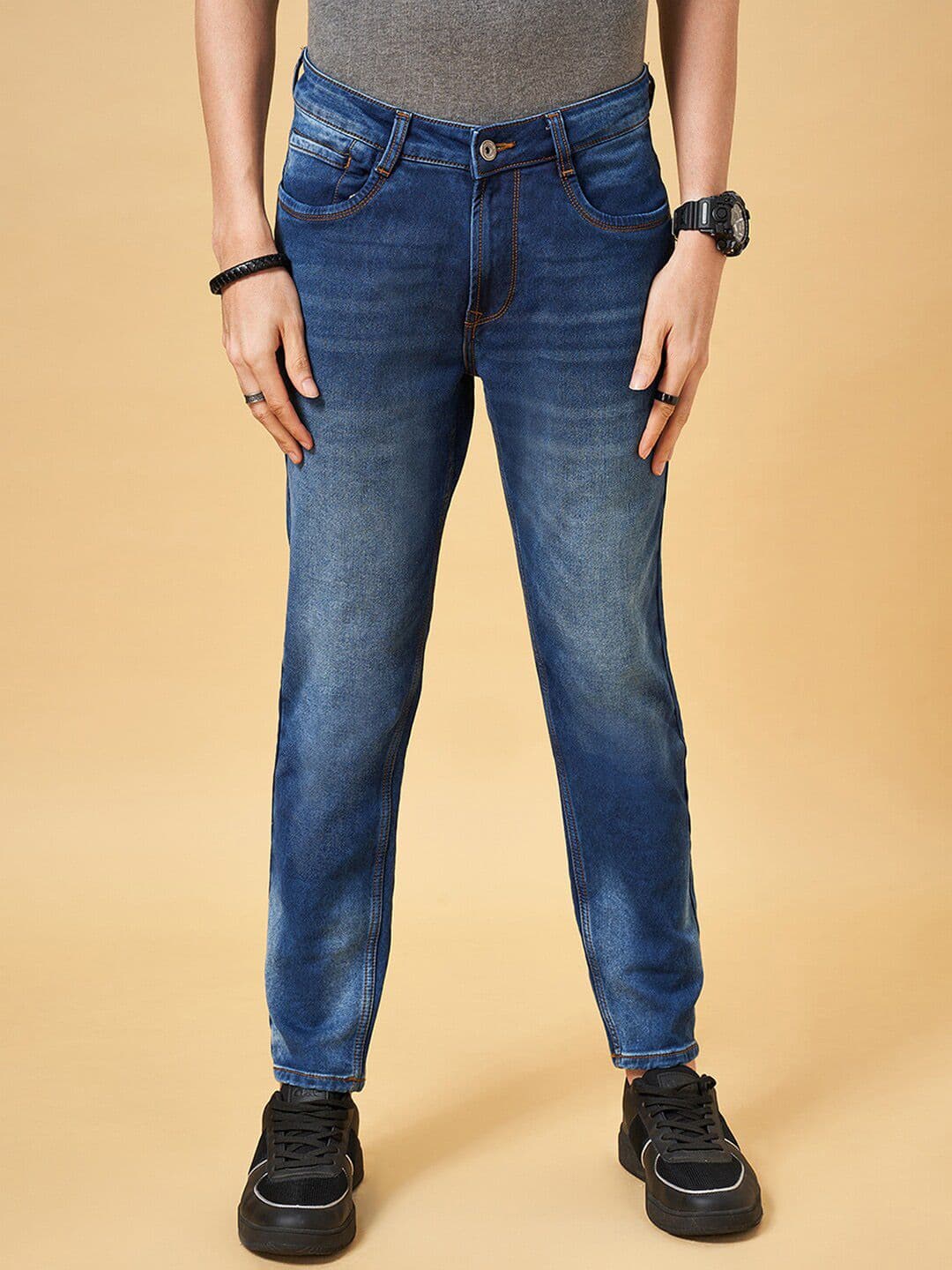 SF JEANS by Pantaloons Men Slim Fit Clean Look Heavy Fade Whiskers Stretchable Jeans - view 1