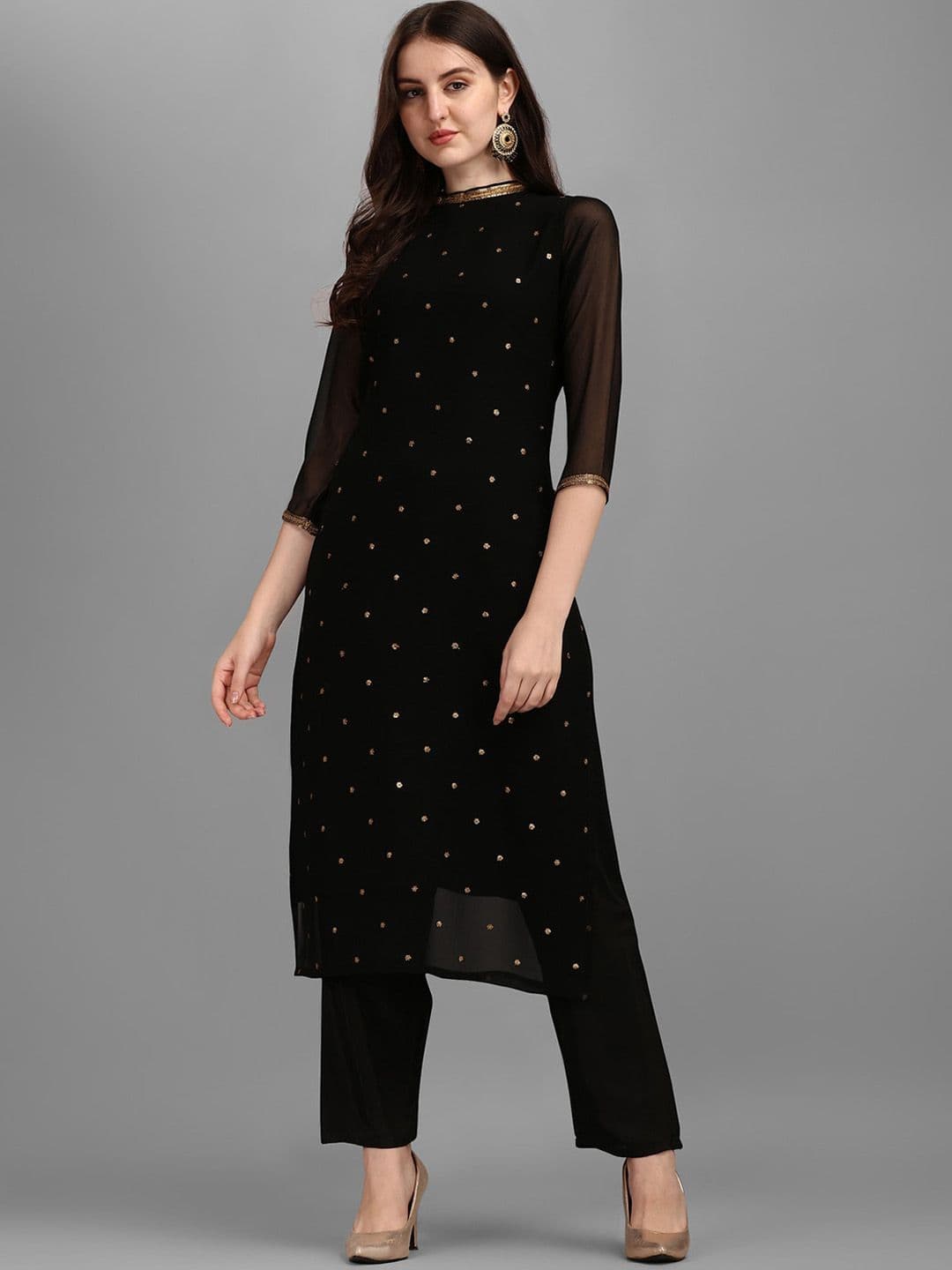 KALINI Floral Embellished Regular Straight Kurta With Trousers - view 1