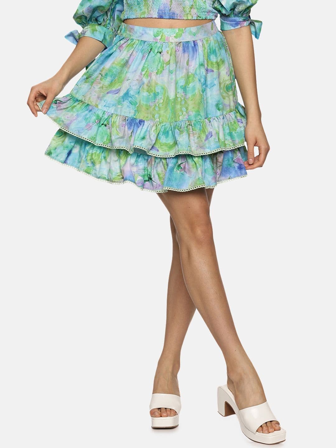 ISU Floral Printed Mini Tiered Skirt - view 1