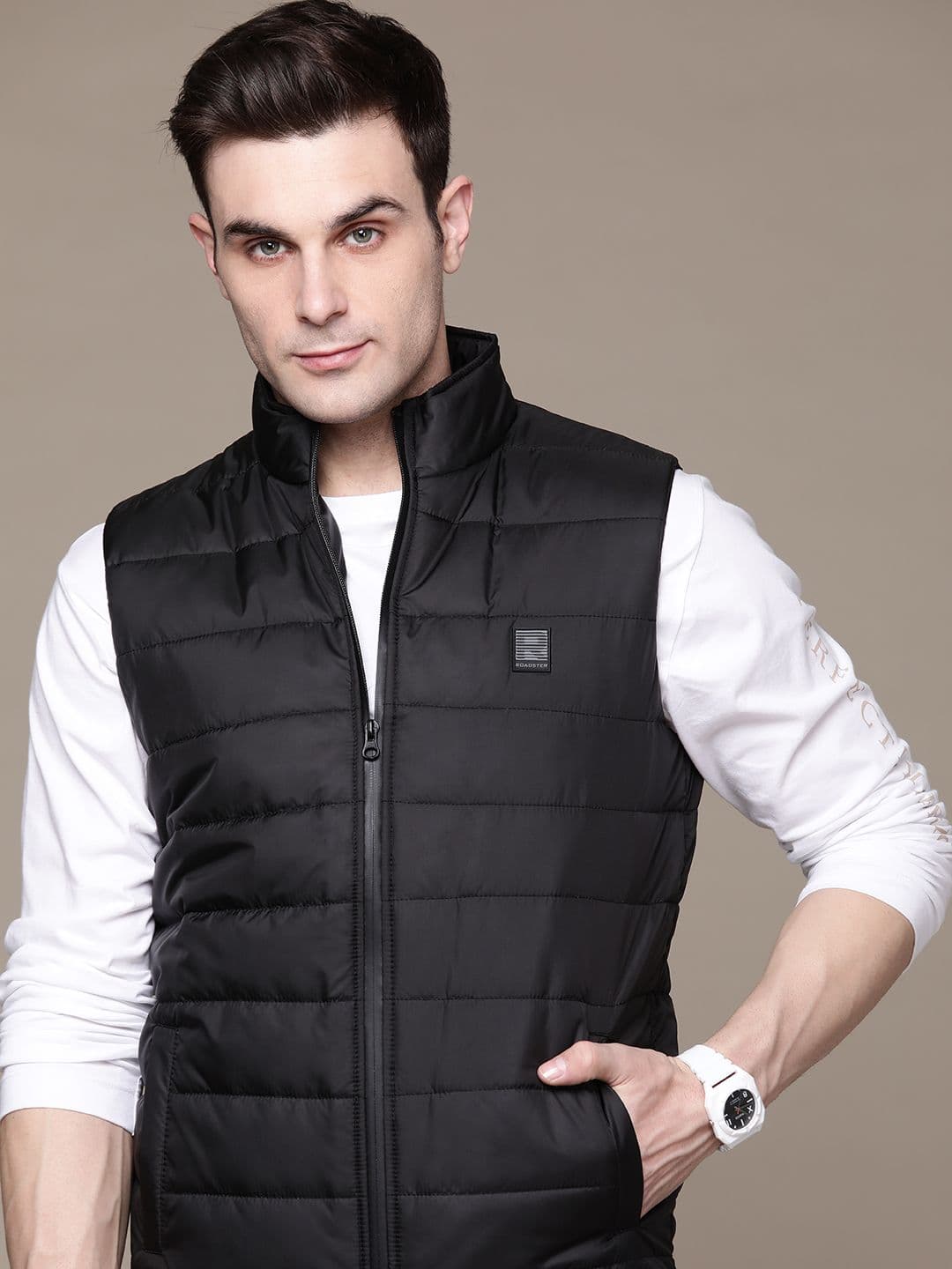Roadster Men Solid Lightweight Padded Jacket - view 1