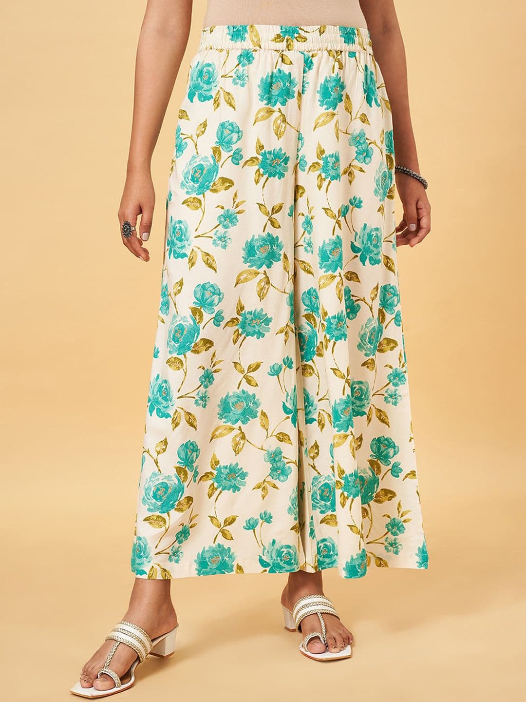RANGMANCH BY PANTALOONS Floral Printed Wide Leg Palazzos - view 1
