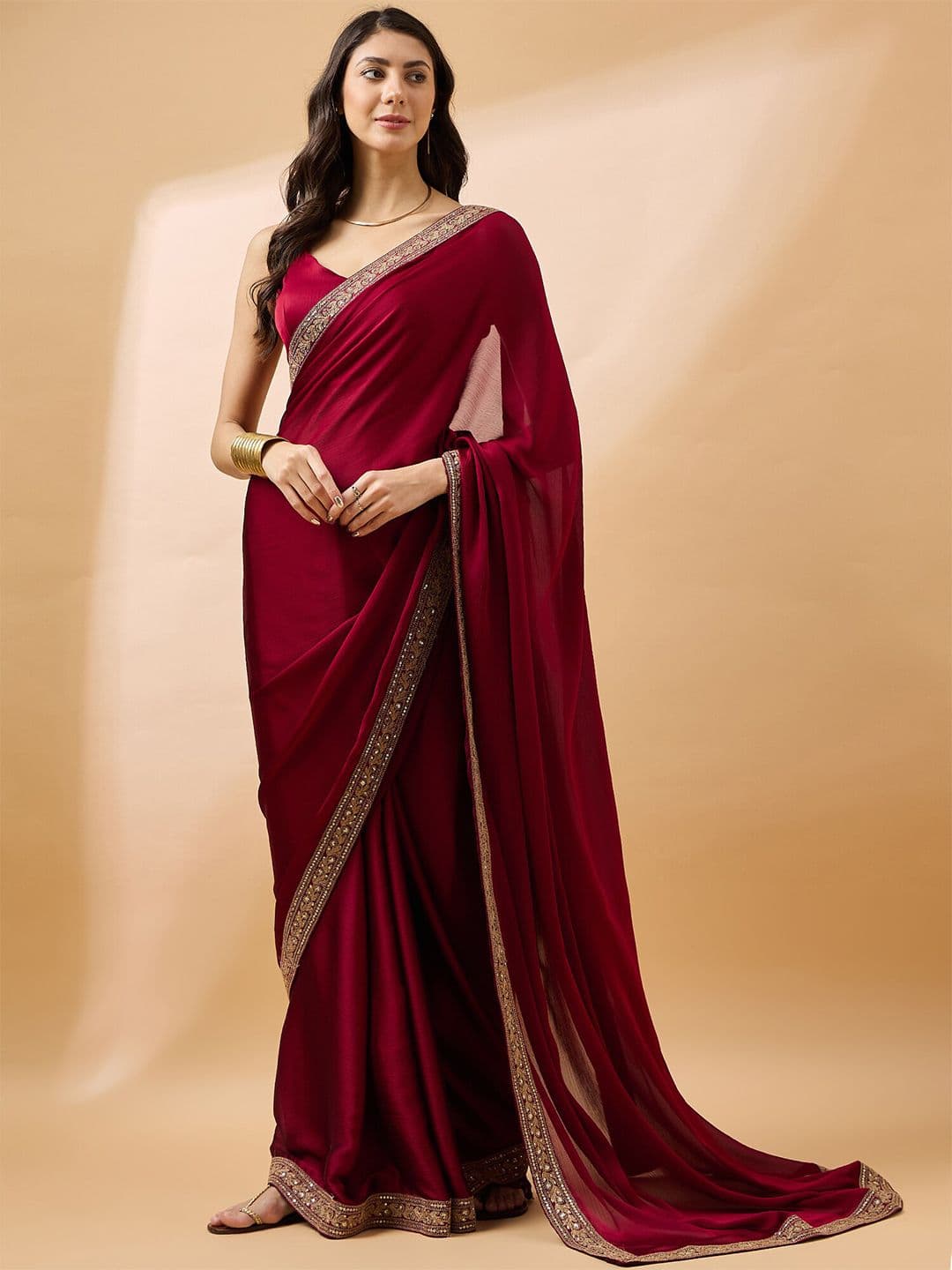 all about you Embroidered Satin Saree - view 1