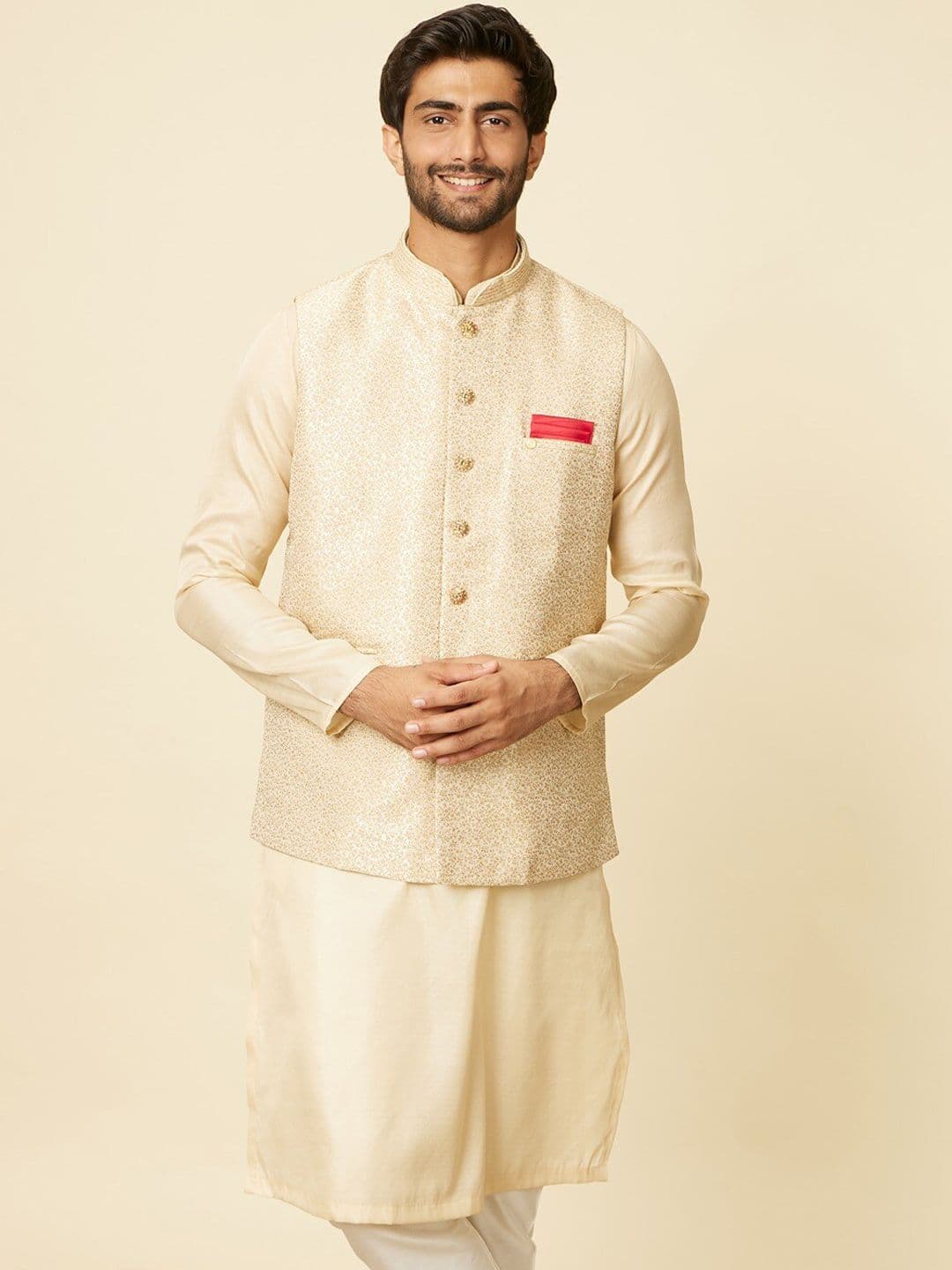 Manyavar Woven Design Nehru Jacket - view 1