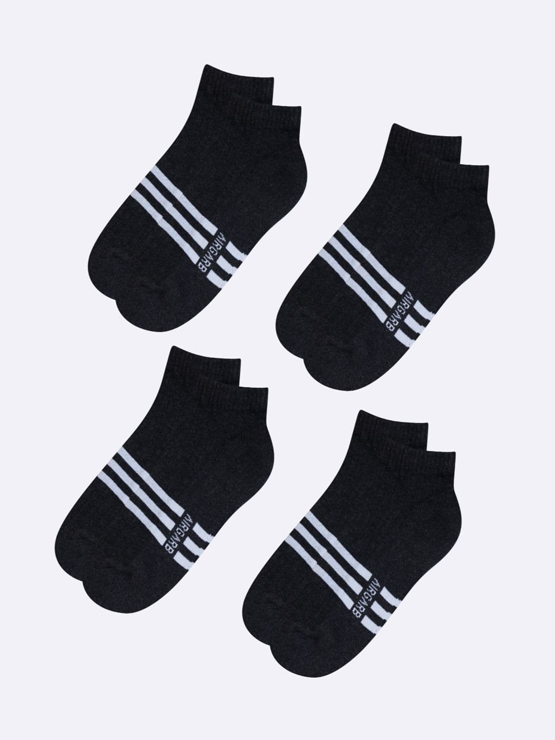AIR GARB Pack of 4 Melange Low Ankle with Striped Pattern Socks - view 1