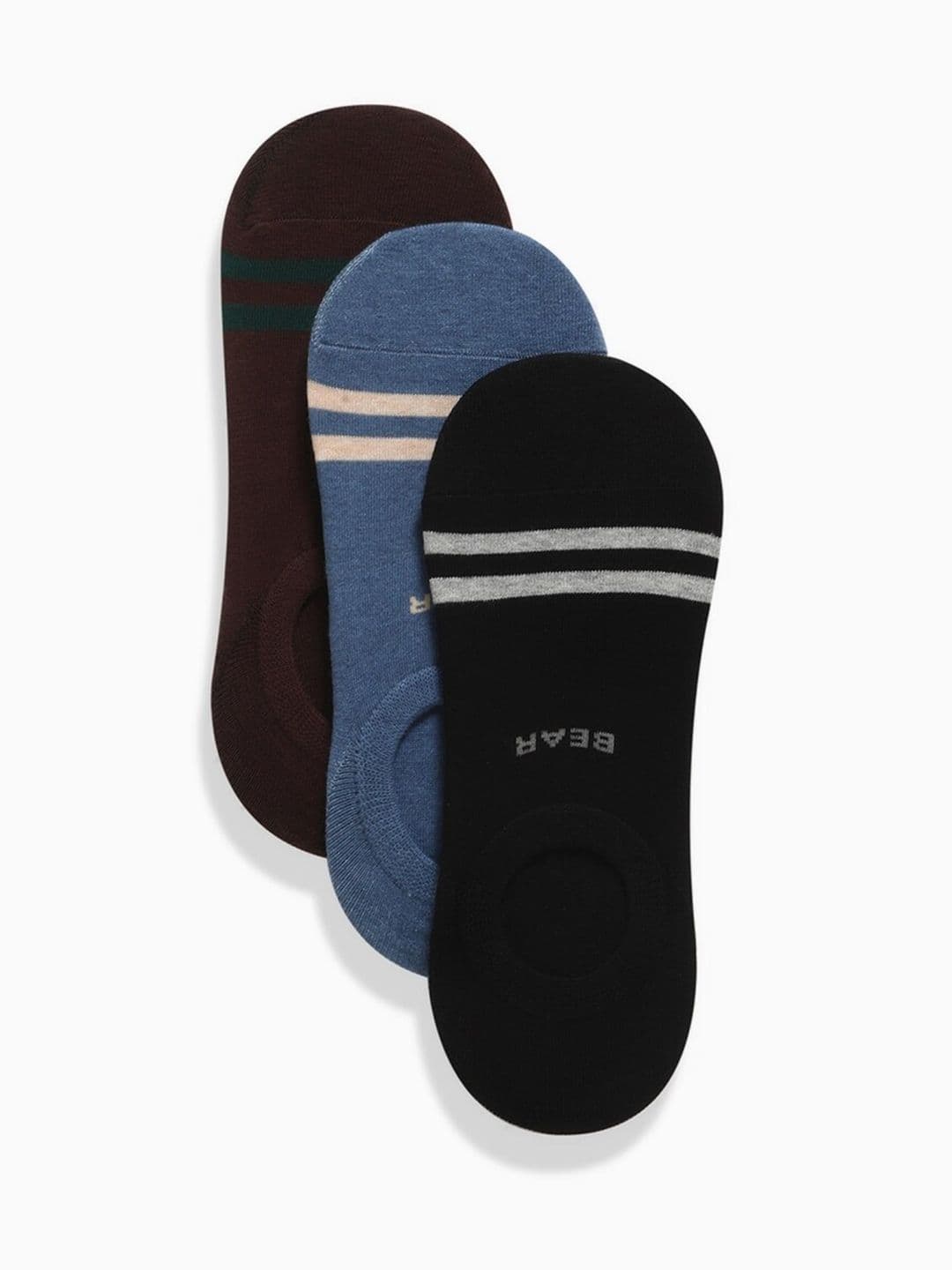 THE BEAR HOUSE Men Pack Of 3 Striped Shoe Liners Socks - view 1