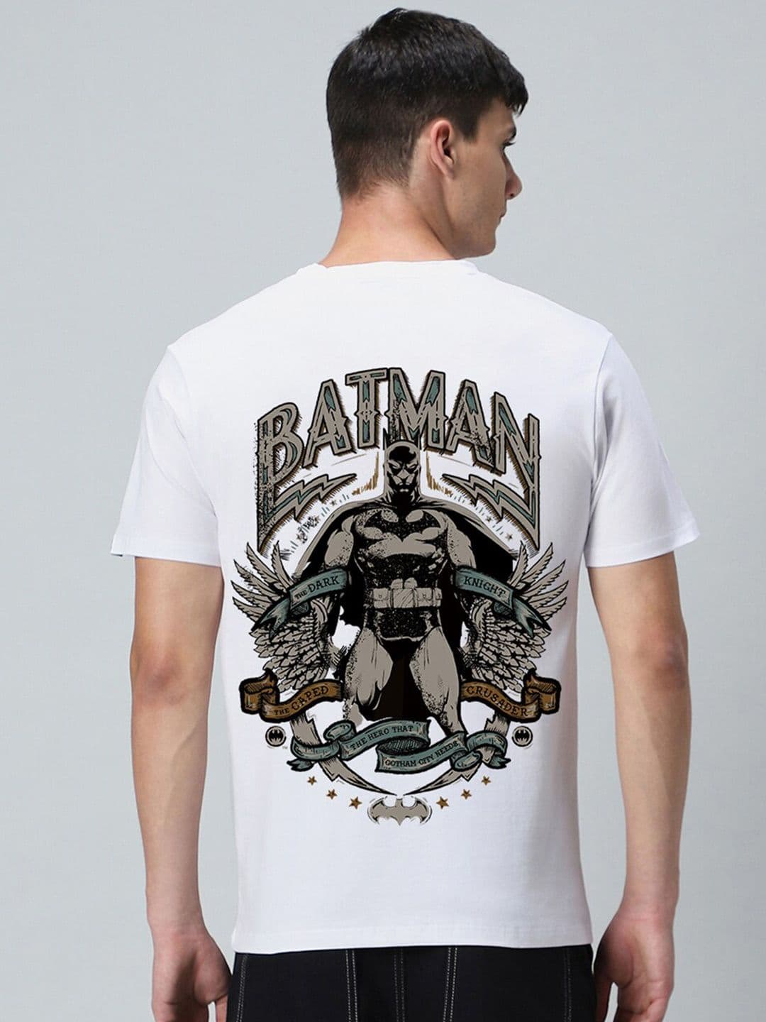 Bewakoof Batman Printed Drop-Shoulder Sleeves Oversized Cotton T-shirt - view 1